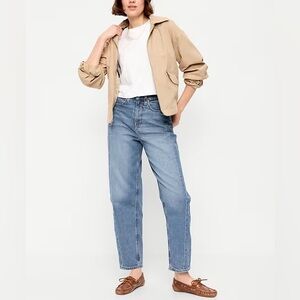 Old Navy Light Blue High-Waisted Barrel Ankle Jeans.